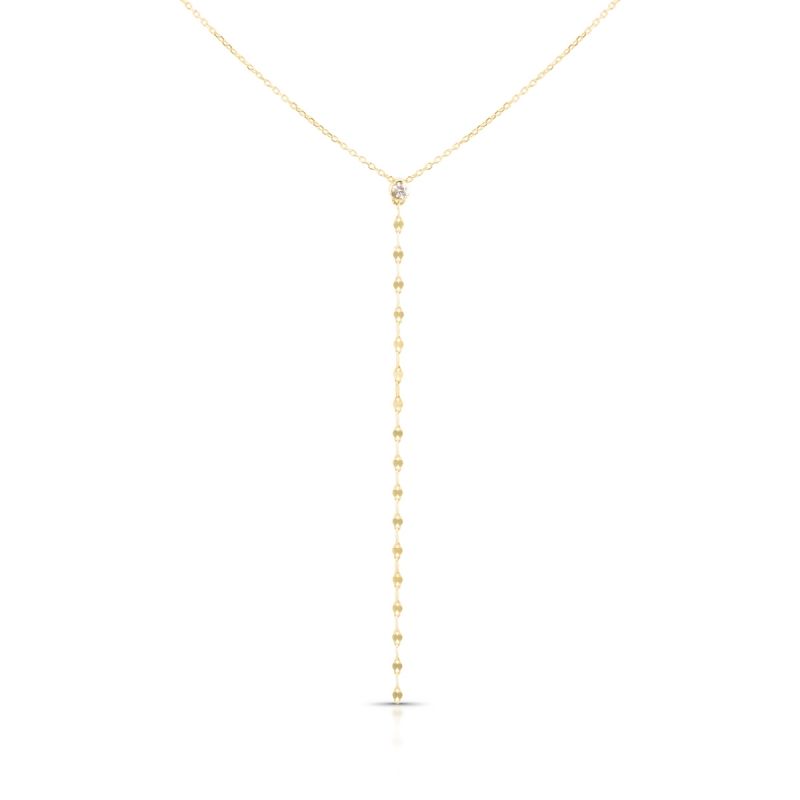 Colar Gravatinha Dourado Minimalista com Pedra Preciosa Incolor