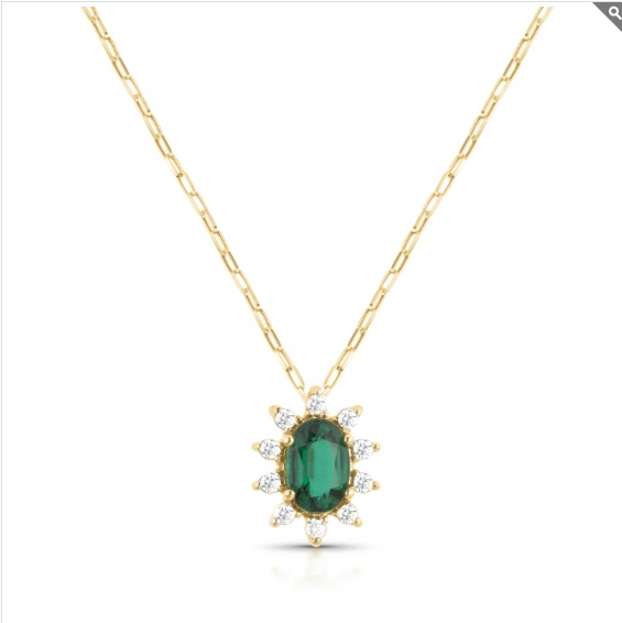 COLAR OVAL PEDRAS PRECIOSAS VERDE