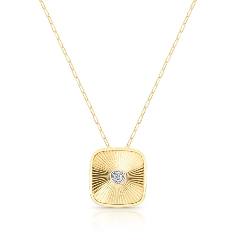 Colar Quadrado Dourado com Coração Central